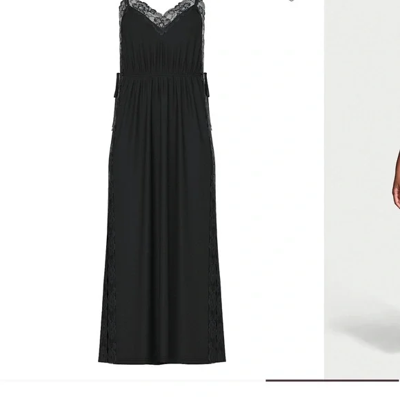 Victoria secret Elegant Black Lace Trim Maxi pajamas with slit size small - Picture 3 of 3